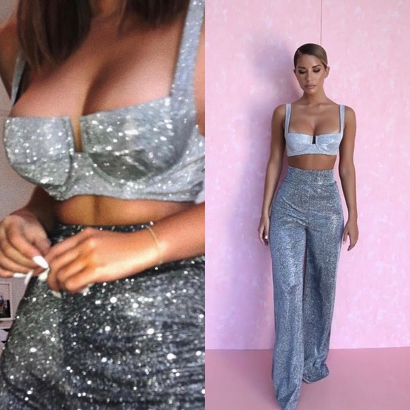 S O L D HOUSE OF CB/ Sparkly Silver Vela Top ✨ - Picture 13 of 13